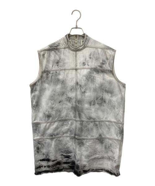 RICK OWENS（リックオウエンス）RICK OWENS (リックオウエンス) ブリーチブラックデニムカットオフロングベスト グレー サイズ:Ｓの古着・服飾アイテム