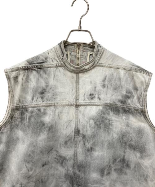 RICK OWENS（リックオウエンス）RICK OWENS (リックオウエンス) ブリーチブラックデニムカットオフロングベスト グレー サイズ:Ｓの古着・服飾アイテム