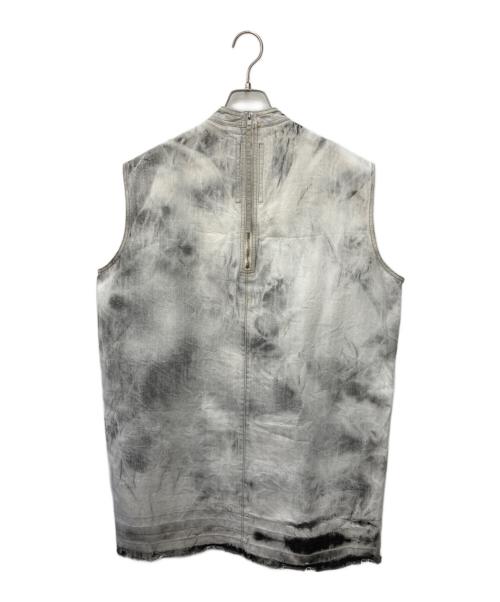 RICK OWENS（リックオウエンス）RICK OWENS (リックオウエンス) ブリーチブラックデニムカットオフロングベスト グレー サイズ:Ｓの古着・服飾アイテム