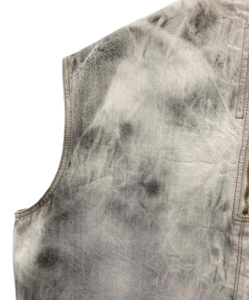 RICK OWENS（リックオウエンス）RICK OWENS (リックオウエンス) ブリーチブラックデニムカットオフロングベスト グレー サイズ:Ｓの古着・服飾アイテム