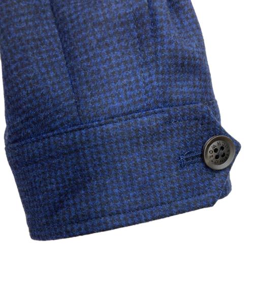 HUNTING WORLD（ハンティングワールド）HUNTING WORLD (ハンティングワールド) azabu tailor (アザブテーラー) scabal (スキャバル) ウール ヘリンボーン サファリ ジャケット ネイビー サイズ:Sの古着・服飾アイテム