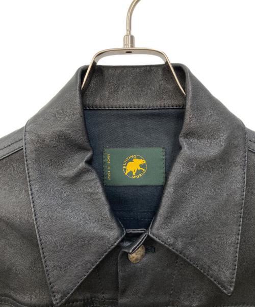 HUNTING WORLD（ハンティングワールド）HUNTING WORLD (ハンティングワールド) ラムレザージャケット ブラック サイズ:48の古着・服飾アイテム