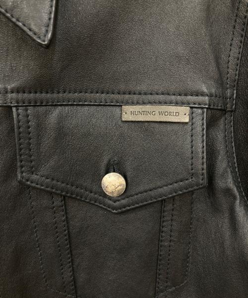 HUNTING WORLD（ハンティングワールド）HUNTING WORLD (ハンティングワールド) ラムレザージャケット ブラック サイズ:48の古着・服飾アイテム
