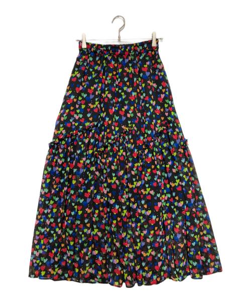 DOUBLE STANDARD CLOTHING（ダブルスタンダードクロージング）DOUBLE STANDARD CLOTHING (ダブルスタンダードクロージング) ハートプリント ティアードスカート ブラック サイズ:SIZE 36の古着・服飾アイテム