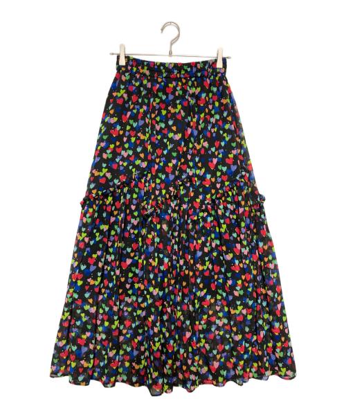 DOUBLE STANDARD CLOTHING（ダブルスタンダードクロージング）DOUBLE STANDARD CLOTHING (ダブルスタンダードクロージング) ハートプリント ティアードスカート ブラック サイズ:SIZE 36の古着・服飾アイテム