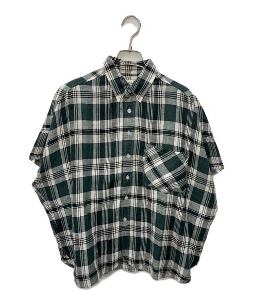 BEAMS BOY（ビームスボーイ）BEAMS BOY (ビームスボーイ) リネン チェック ボタンダウン シャツ グリーン サイズ:不明の古着・服飾アイテム