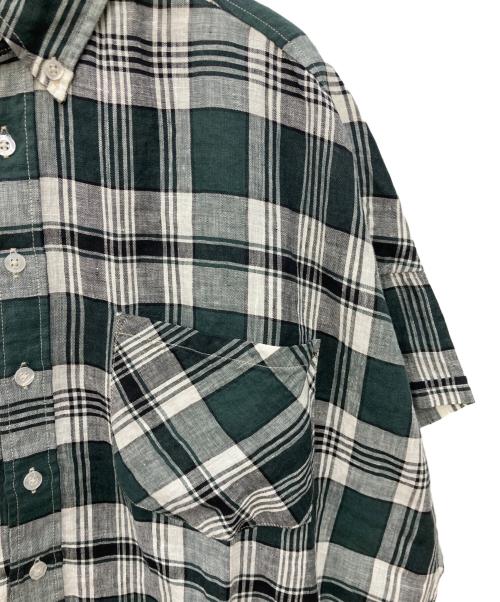 BEAMS BOY（ビームスボーイ）BEAMS BOY (ビームスボーイ) リネン チェック ボタンダウン シャツ グリーン サイズ:不明の古着・服飾アイテム