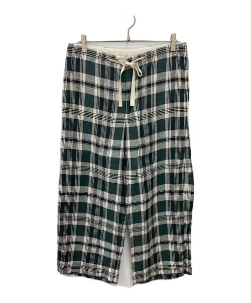 BEAMS BOY（ビームスボーイ）BEAMS BOY (ビームスボーイ) リネンチェックイージーパンツ グリーン サイズ:不明の古着・服飾アイテム