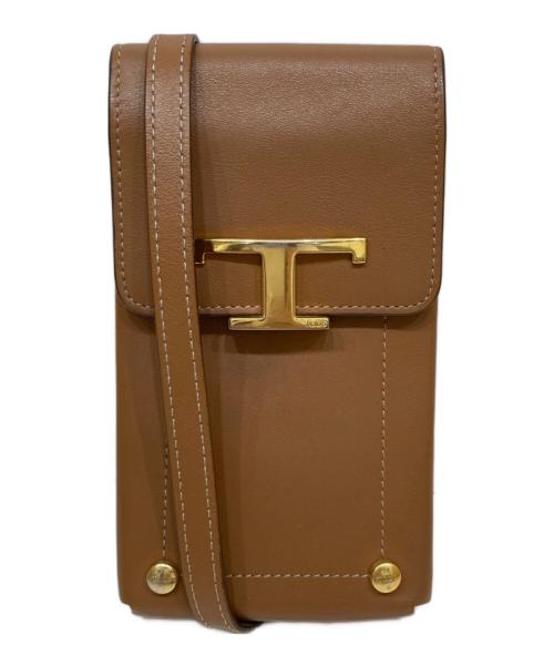 TOD'S（トッズ）TOD'S (トッズ) Tタイムレス レザー ショルダーバッグ ブラウンの古着・服飾アイテム