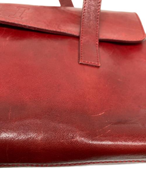 HIROFU（ヒロフ）HIROFU (ヒロフ) レザーハンドバッグ レッドの古着・服飾アイテム