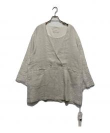 studio CLIP natural by clip（スタジオクリップ ナチュラルバイクリップ）の古着「リネンノーカラージャケット」｜グレー