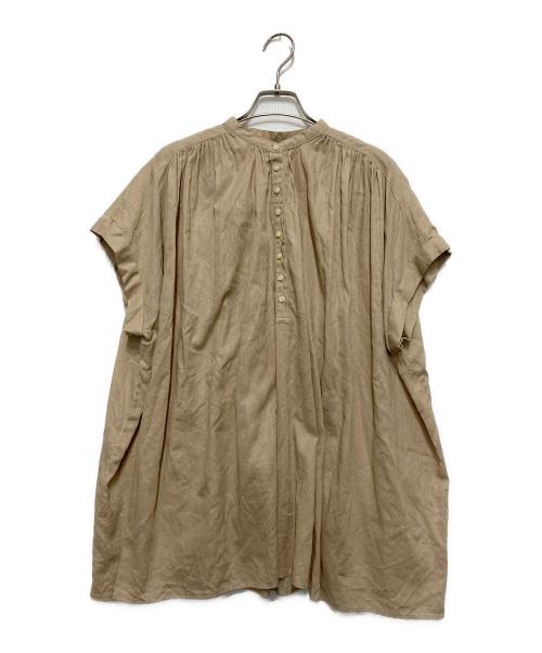 Spick and Span（スピック＆スパン）Spick and Span (スピックアンドスパン) コットンリネンギャザーフレンチスリーブシャツ ベージュ サイズ:FREEの古着・服飾アイテム