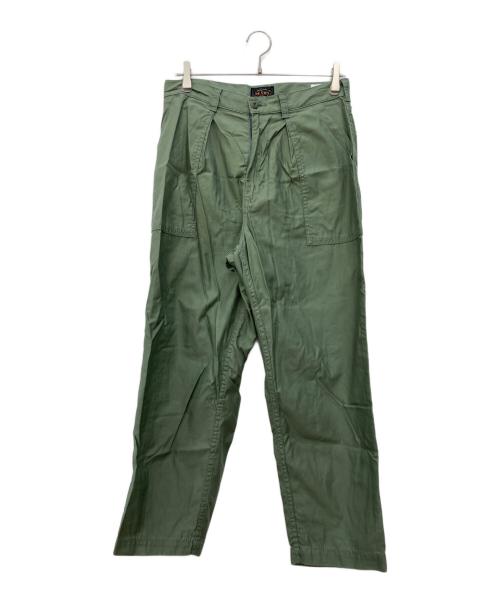BEAMS PLUS（ビームスプラス）BEAMS PLUS (ビームスプラス) 1Pleat Baker 80/3 Back Satin Pants グリーン サイズ:Sの古着・服飾アイテム