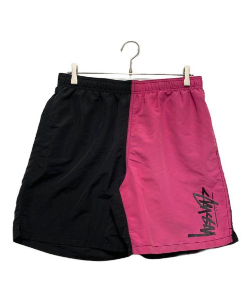 stussy（ステューシー）stussy (ステューシー) バイカラーハーフパンツ ブラック×ピンク サイズ:Lの古着・服飾アイテム