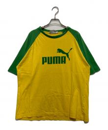 PUMA（プーマ）の古着「ラグランTシャツ」｜グリーン×イエロー
