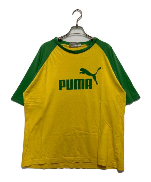 PUMA（プーマ）PUMA (プーマ) ラグランTシャツ グリーン×イエロー サイズ:XXLの古着・服飾アイテム