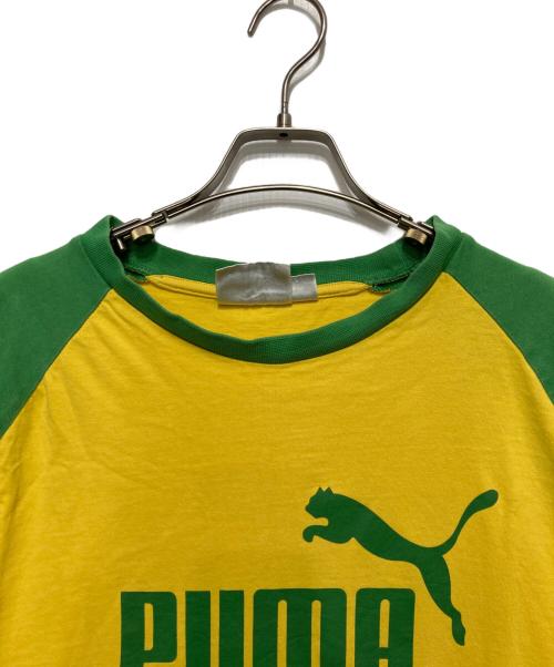 PUMA（プーマ）PUMA (プーマ) ラグランTシャツ グリーン×イエロー サイズ:XXLの古着・服飾アイテム