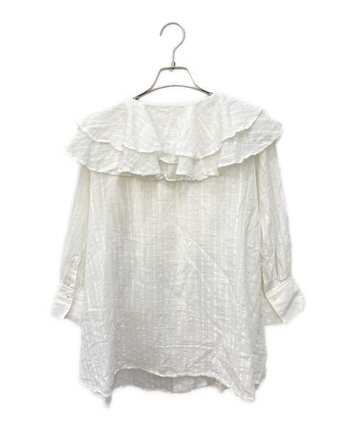 SLOBE IENA（スローブ イエナ）SLOBE IENA (スローブ イエナ) ストライプドビーラッフルブラウス ホワイト サイズ:なしの古着・服飾アイテム