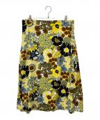 TOMORROW LANDトゥモローランド）の古着「コットンパルテールプリントウエストギャザーミディスカート」｜イエロー