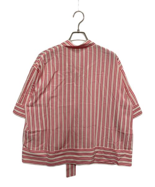 BALLSEY（ボールジィ）BALLSEY (ボールジィ) ダブルストライプボウタイブラウス ホワイト×ピンク サイズ:SIZE36の古着・服飾アイテム