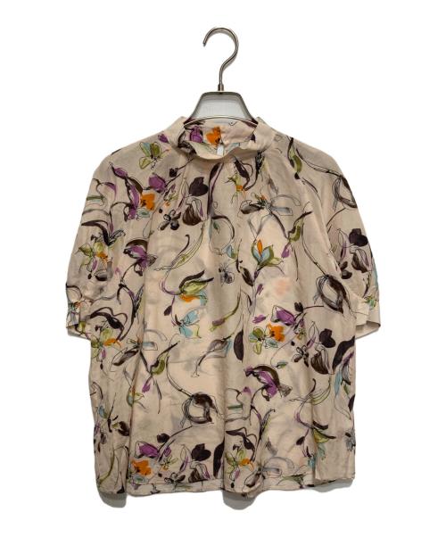 TOMORROW LAND（トゥモローランド）TOMORROW LAND (トゥモローランド) コットンシルクフラワープリントハイネックブラウス ベージュ サイズ:SIZE36の古着・服飾アイテム