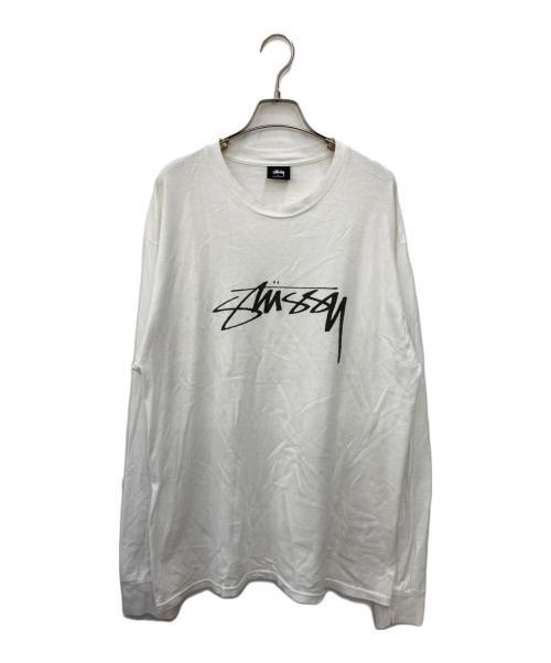 stussy（ステューシー）stussy (ステューシー) ロゴカットソー ホワイト サイズ:Lの古着・服飾アイテム