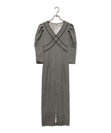 Lily Brown（リリーブラウン）の古着「クロスデザインストレートワンピース」｜グレー