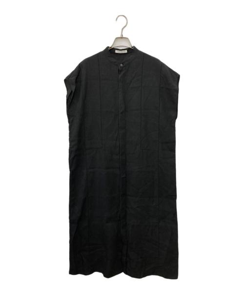 GALERIE VIE（ギャルリーヴィー）GALERIE VIE (ギャルリーヴィー) リブコンビフレンチリネンシャツワンピース ブラック サイズ:Freeの古着・服飾アイテム