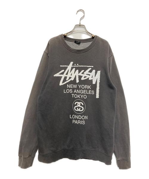 stussy（ステューシー）stussy (ステューシー) STUSSY WORLD TOUR CREW グレー サイズ:Lの古着・服飾アイテム
