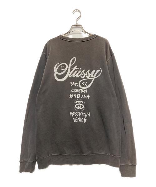 stussy（ステューシー）stussy (ステューシー) STUSSY WORLD TOUR CREW グレー サイズ:Lの古着・服飾アイテム
