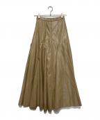 UN3D.アンスリード）の古着「フェイクレザーギャザーロングスカート」｜ベージュ