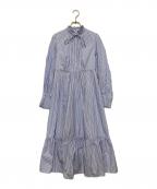 Apuweiser-richeアプワイザーリッシェ）の古着「ティアードストライプワンピース」｜スカイブルー