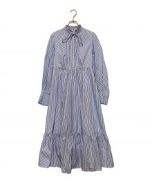 Apuweiser-riche（アプワイザーリッシェ）の古着「ティアードストライプワンピース」｜スカイブルー