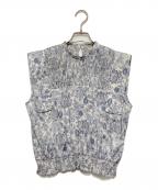 CLANEクラネ）の古着「CHINTZ FLOWER SQUARE SLEEVE TOPS」｜グレー