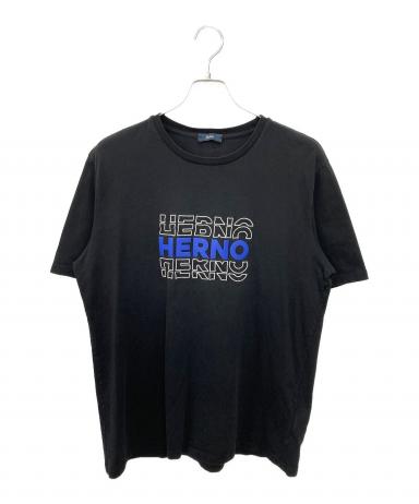 中古・古着通販】HERNO (ヘルノ) クルーネックロゴTシャツ ブラック