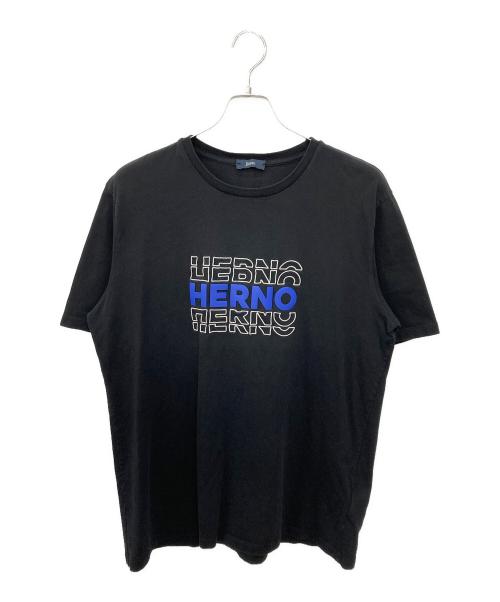 HERNO（ヘルノ）HERNO (ヘルノ) クルーネックロゴTシャツ ブラック サイズ:SIZE 54の古着・服飾アイテム