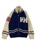 HELLY HANSENヘリーハンセン）の古着「ジップアップカウチンニット」｜ホワイト