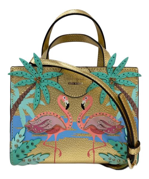 Kate Spade（ケイトスペード）Kate Spade (ケイトスペード) BY THE POOL FLAMINGO SCENE SAM ゴールドの古着・服飾アイテム