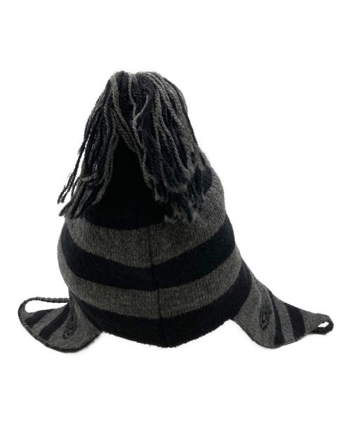 Vivienne Westwood（ヴィヴィアンウエストウッド）Vivienne Westwood (ヴィヴィアンウエストウッド) イヤーフラップニット帽 ブラック×グレーの古着・服飾アイテム