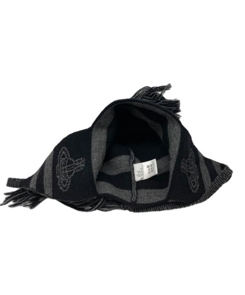 Vivienne Westwood（ヴィヴィアンウエストウッド）Vivienne Westwood (ヴィヴィアンウエストウッド) イヤーフラップニット帽 ブラック×グレーの古着・服飾アイテム