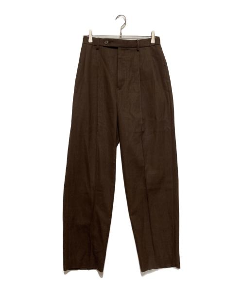 AURALEE（オーラリー）AURALEE (オーラリー) HARD TWIST WOOL PANAMA STRIPE SLACKS ブラウン サイズ:SIZE 1の古着・服飾アイテム