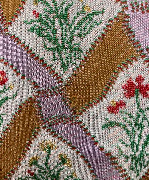 Mame Kurogouchi（マメクロゴウチ）Mame Kurogouchi (マメクロゴウチ) Floral Check Knitted Vest ブラウン サイズ:Mの古着・服飾アイテム