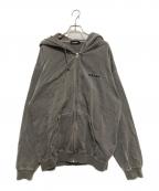 X-LARGEエクストララージ）の古着「PIGMENT DYED EMBOSS LOGO ZIP HOODED SWEAT」｜グレー