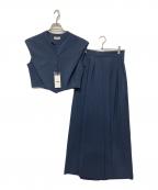 CIS.シス）の古着「ドライタッチブラウス＆ワイドレッグパンツセット」｜ネイビー