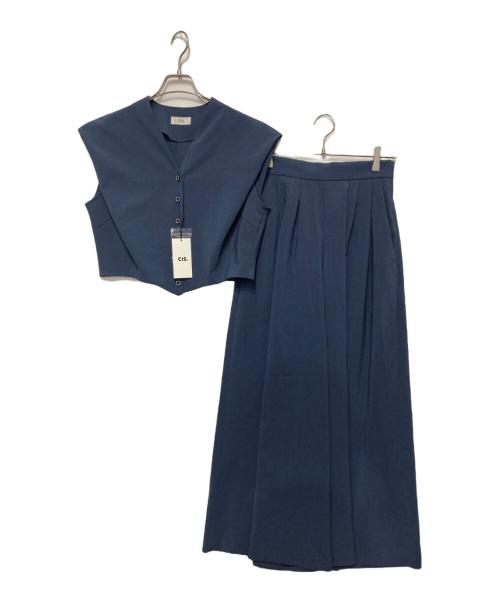CIS.（シス）CIS. (シス) ドライタッチブラウス＆ワイドレッグパンツセット ネイビー サイズ:SIZE 38の古着・服飾アイテム