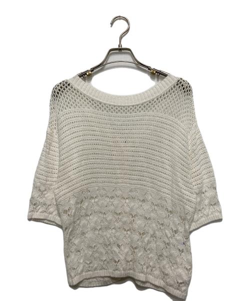 BLUE LABEL CRESTBRIDGE（ブルーレーベルクレストブリッジ）BLUE LABEL CRESTBRIDGE (ブルーレーベルクレストブリッジ) 半袖ニット ホワイト サイズ:Mの古着・服飾アイテム