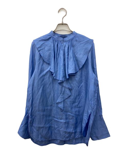 allureville（アルアバイル）allureville (アルアバイル) キュプラコットンツイルラッフルスラッシュブラウス ブルー サイズ:2の古着・服飾アイテム