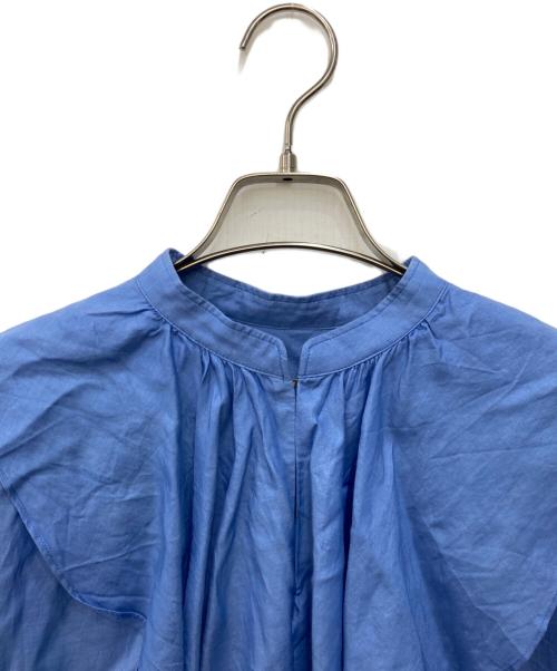allureville（アルアバイル）allureville (アルアバイル) キュプラコットンツイルラッフルスラッシュブラウス ブルー サイズ:2の古着・服飾アイテム