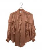 IENAイエナ）の古着「フリルボウタイシャツ」｜ブラウン