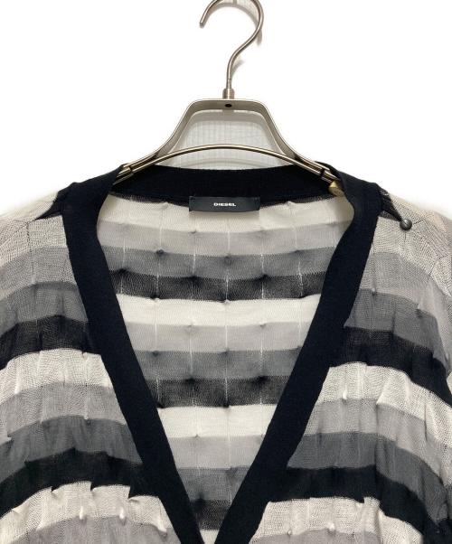 DIESEL（ディーゼル）DIESEL (ディーゼル) コットンニットカーディガン ホワイト×ブラック×グレー サイズ:Sの古着・服飾アイテム